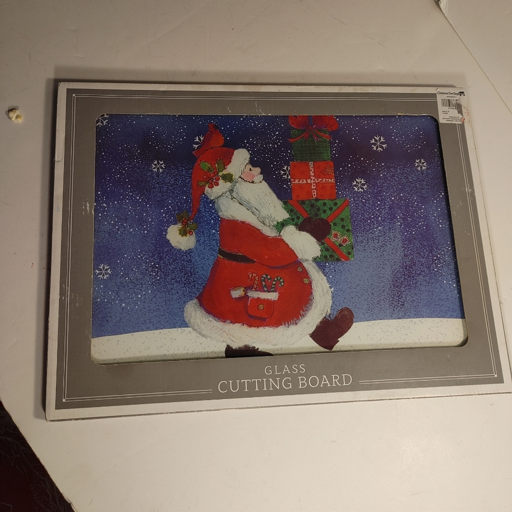 Nantucket Santa Glass Cutting Board